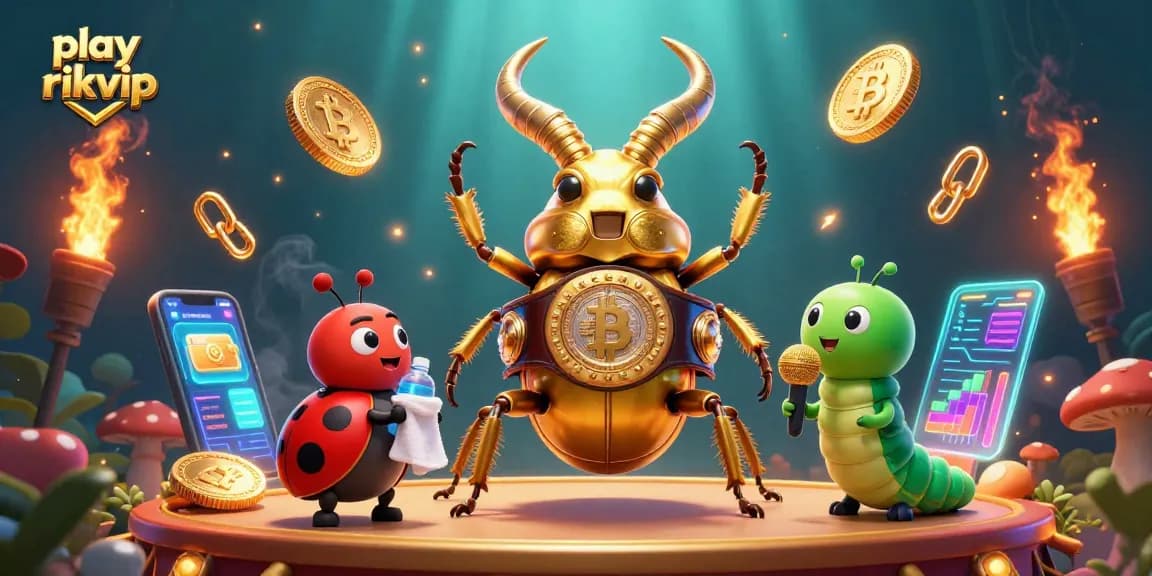 Engage in thrilling play rikvip action with giant beetles and vibrant crypto elements.