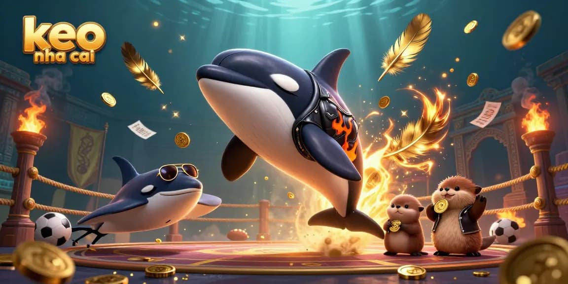 Betting on keo nha cai captures excitement with vibrant characters in a dynamic casino underwater scene.