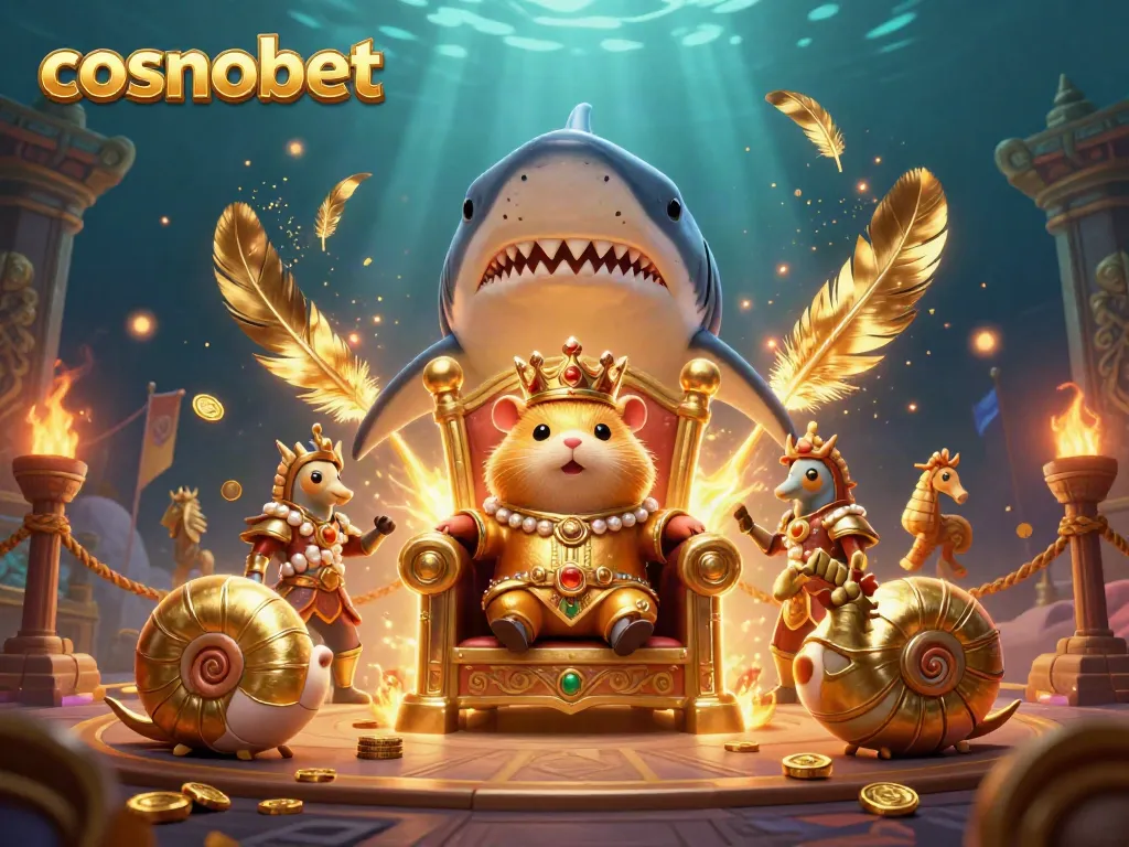 Experience thrilling gameplay at cosmobet with a fierce golden hamster king in a vibrant 3D casino scene.